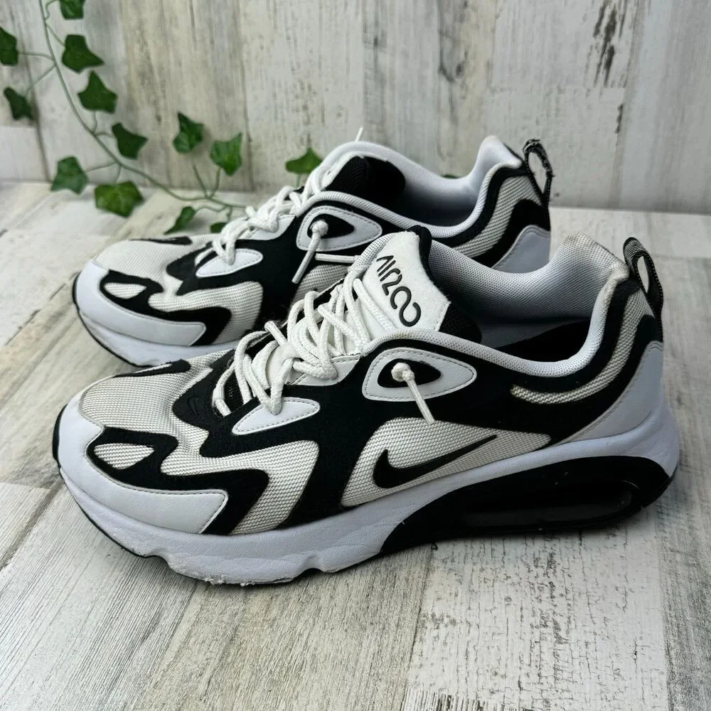 Nike Men's Air Max 200 Running Shoes White Black AQ2568-104 Size 11